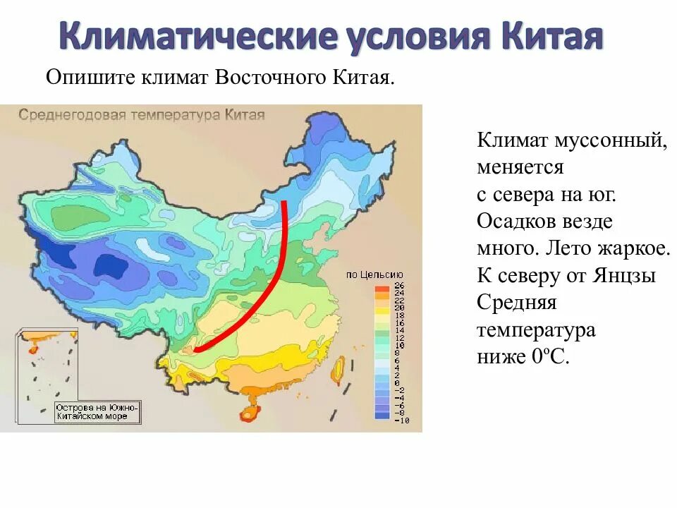 Климатические условия в разных частях страны китая