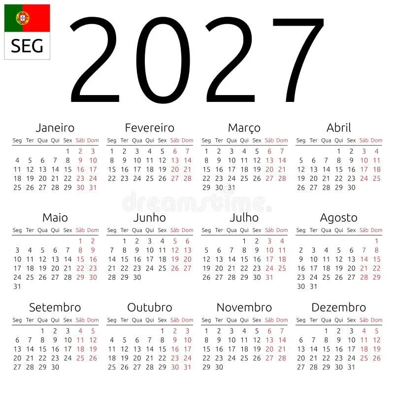 Calendar 2027 template simple Royalty Free Vector Image