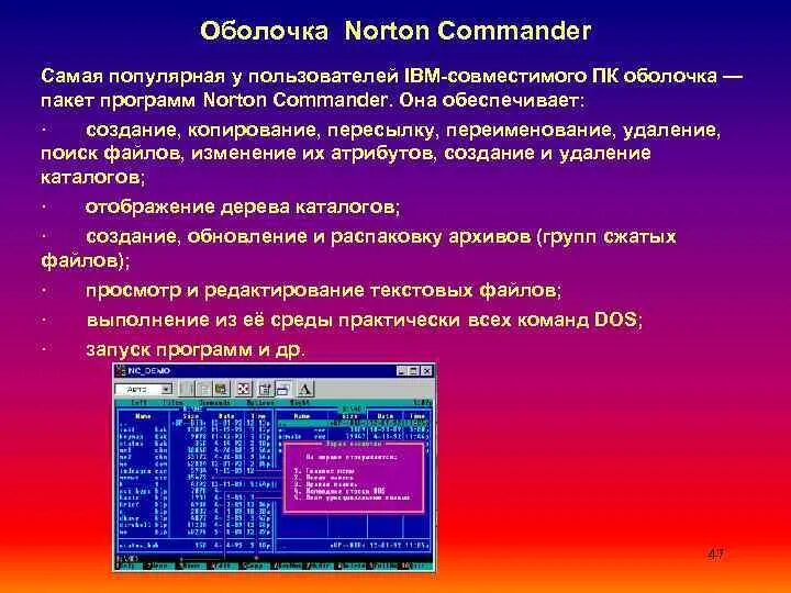 Программная оболочка Norton Commander. Программные оболочки операционных систем Norton Commander. Norton Commander MS dos. Программы оболочки Norton Commander.