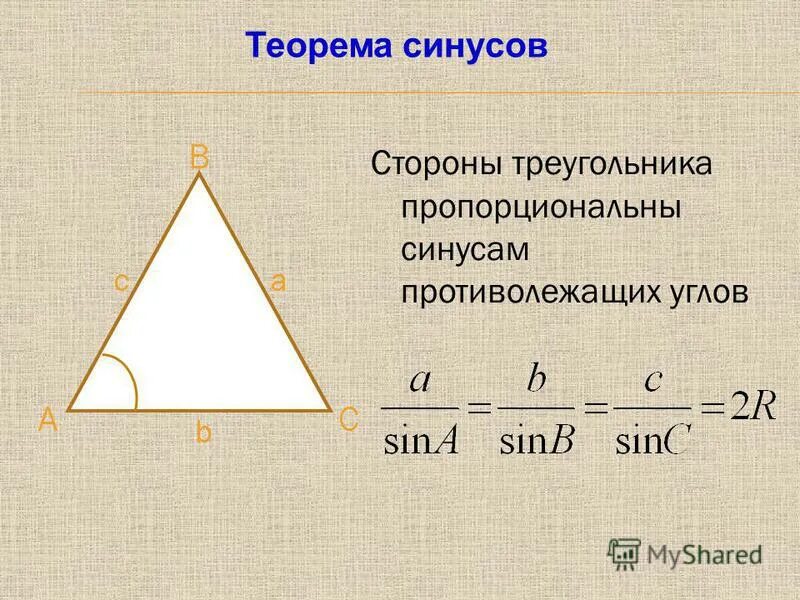 Теорема синусов и косинусов для равностороннего треугольника. Формулировка теоремы синусов 9 класс. Теорема синусов формула 9 класс. Доказательство теоремы синусов 2r.