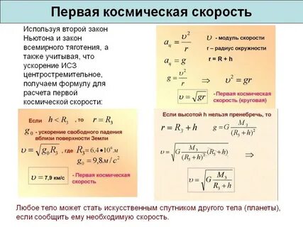 Первой космической скоростью чему она равна