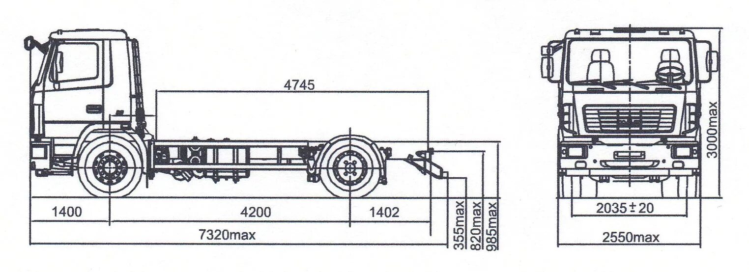 4200 1400. Шасси МАЗ 5340 технические характеристики. МАЗ 5340 колесная база. Ширина рамы МАЗ 5340. МАЗ 5340 Размеры кузова.