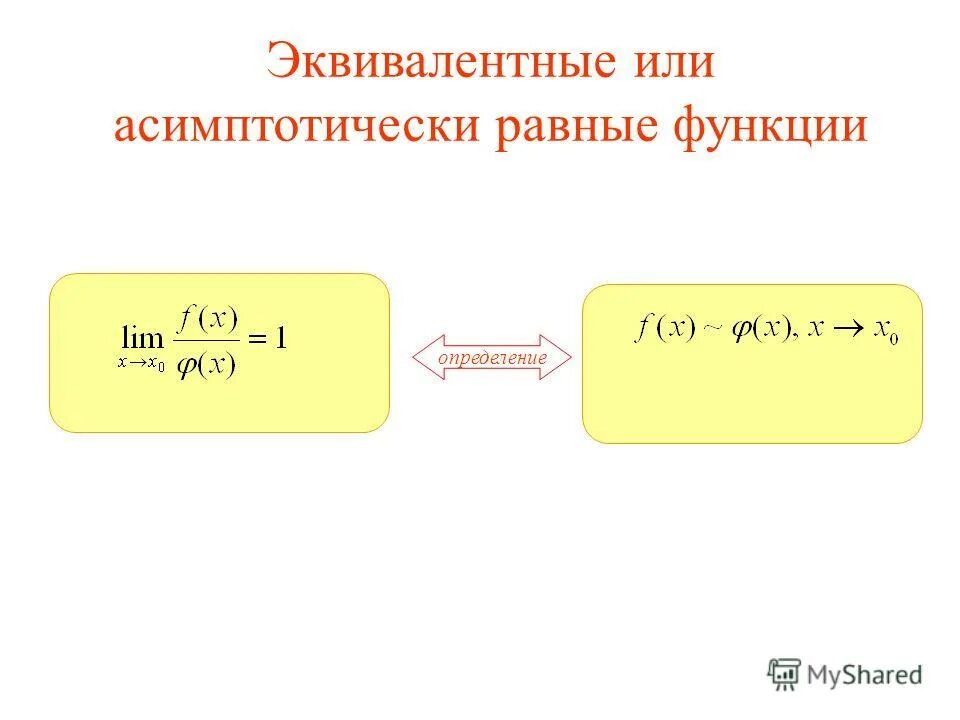 Асимптотика функции. Определение эквивалентных функций. Асимптотически равные функции.