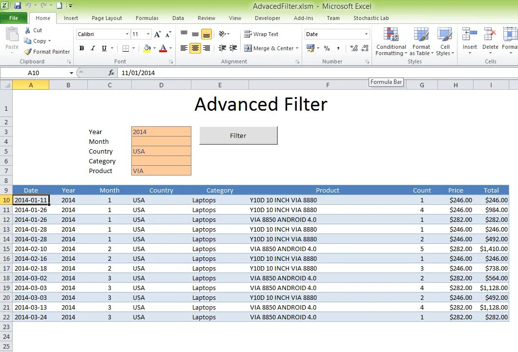 Format filters