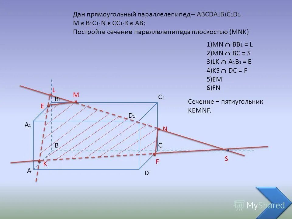 В параллелепипеде abcda1b1c1d1 точка k