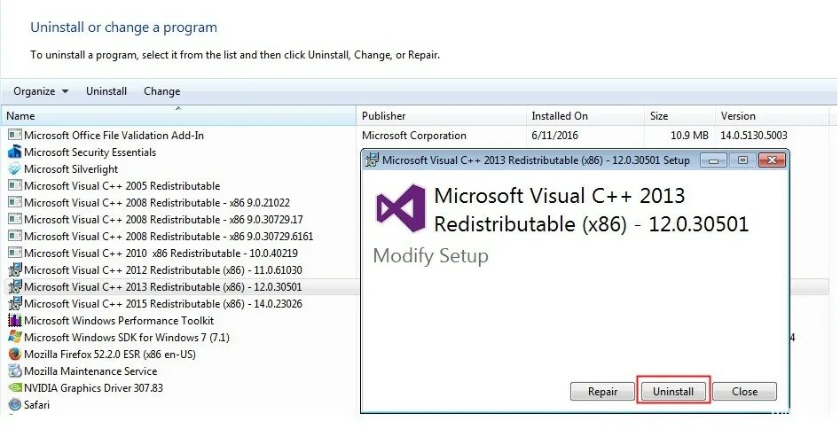 Как исправить microsoft visual c. Майкрософт визуал. Как переустановить Visual c. Repair или Uninstall. Microsoft Visual c 2013 Redistributable x86 12.0.30501 что это.