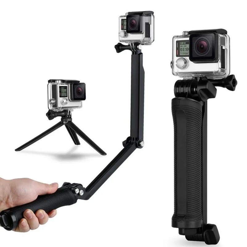 Монопод 3 way gopro. Монопод-штатив gopro 3-way 2.0 grip/arm/tripod. монопод 3 в 1. камера многофункциональная. селфи палка для экшен камеры.