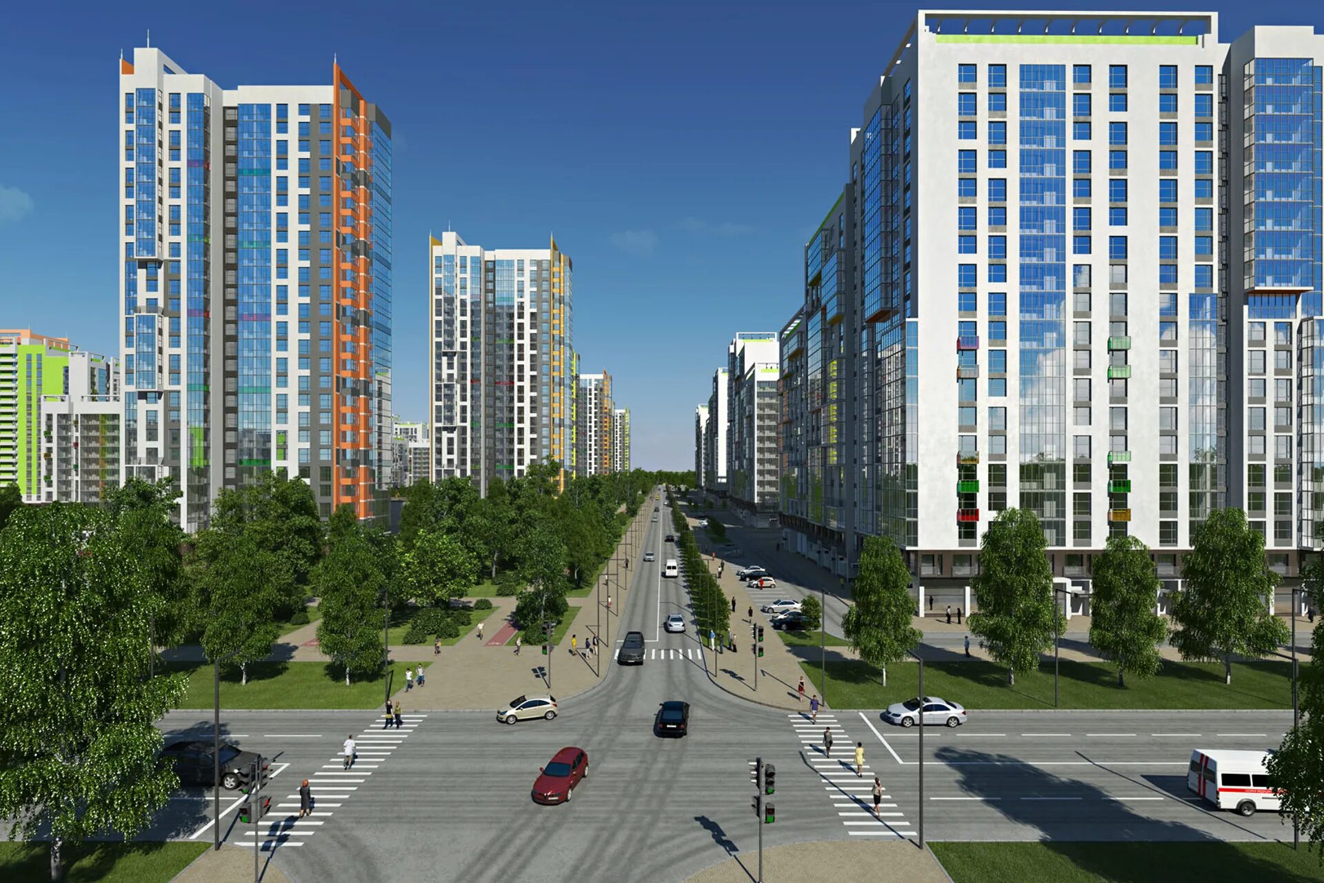 озеленение микрорайона. современные микрорайоны. современный микрарайонв. проект по реновации головинского района. жк академический екатеринбург.