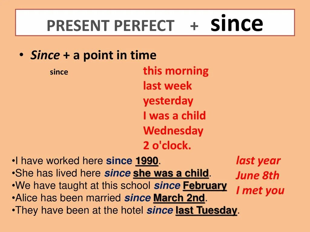 Present perfect Continuous for since. Present perfect since for правило. Since for present perfect. Present perfect предлоги since for.