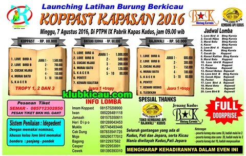 Info jadwal lomba burung berkicau