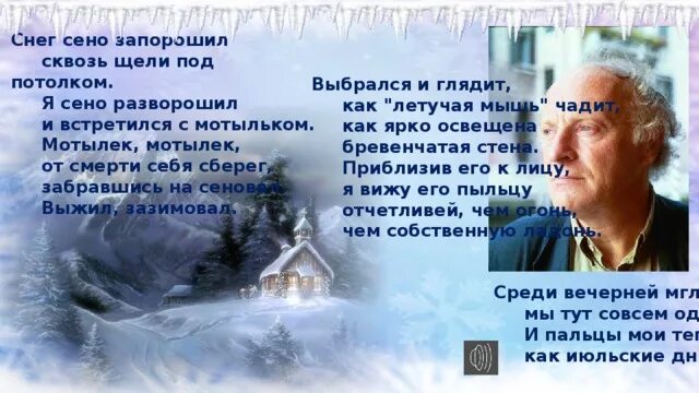 Запорошил снежок минус. Снег сено запорошил Бродский. Зимний вечер Бродский. Снег сено запорошил сквозь щели. Бродский стих про снег.