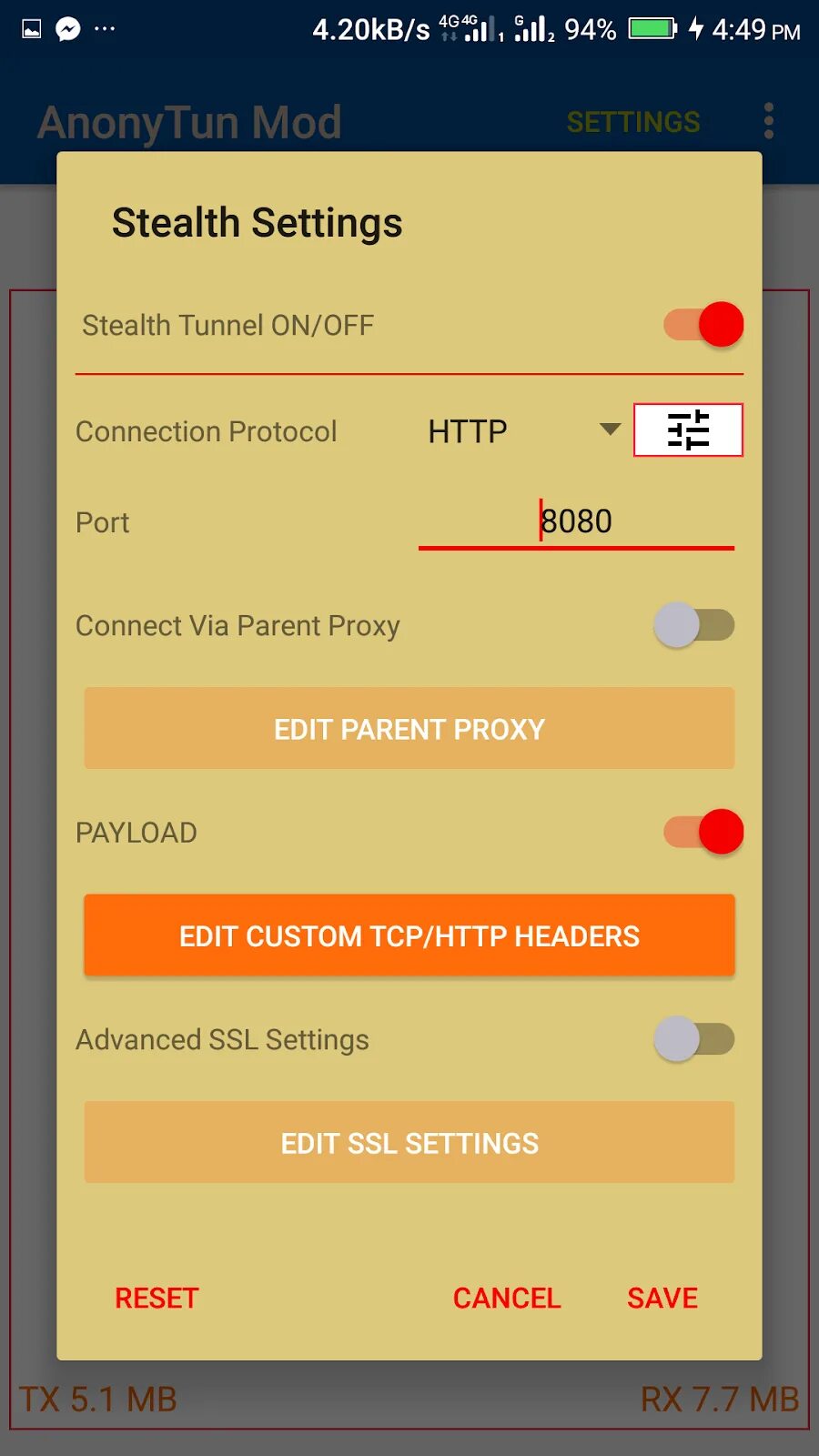 Mod settings