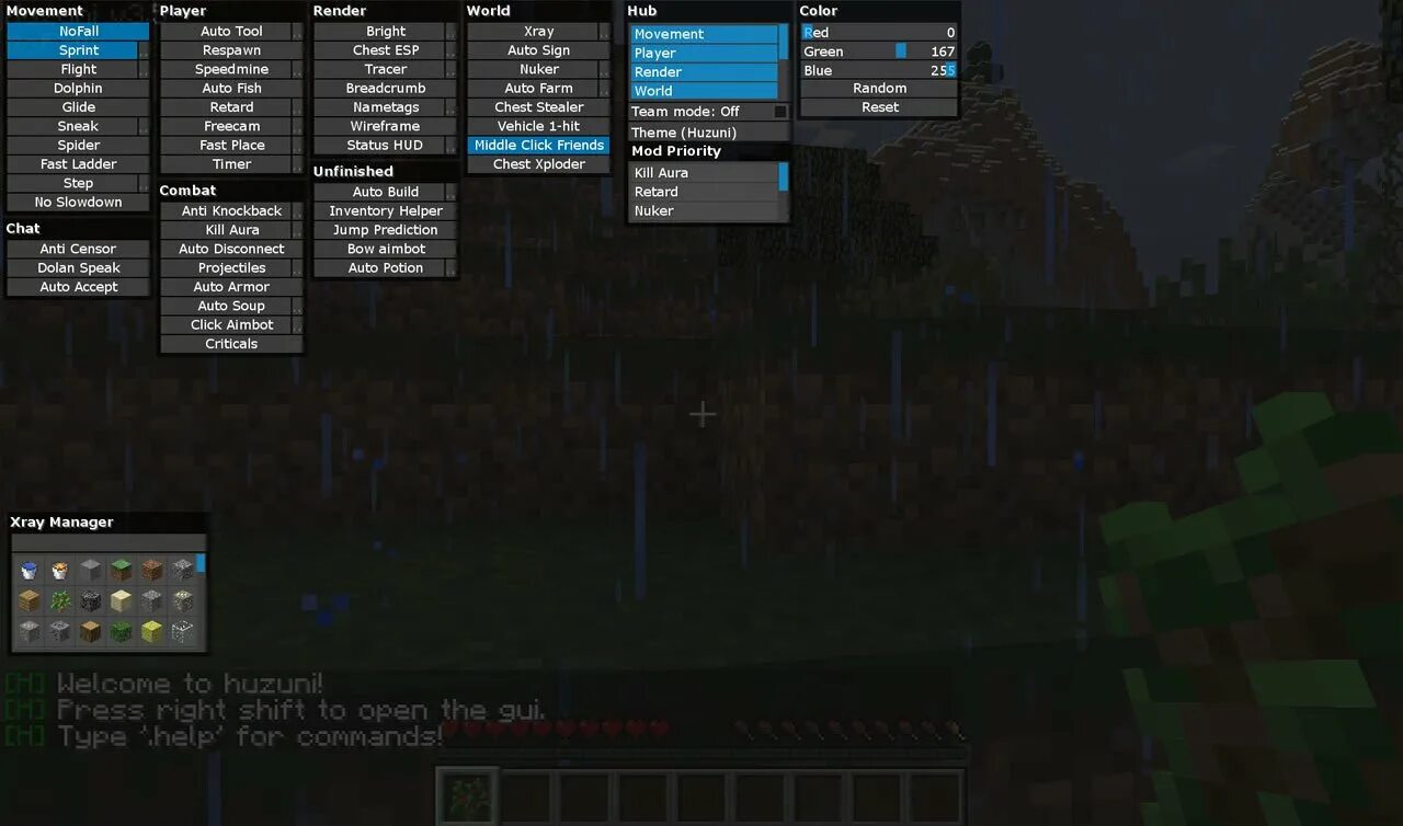 Чит Huzuni. Читы на майнкрафт. Панель читов майнкрафт. Чит Huzuni 1.5.2. Hack client
