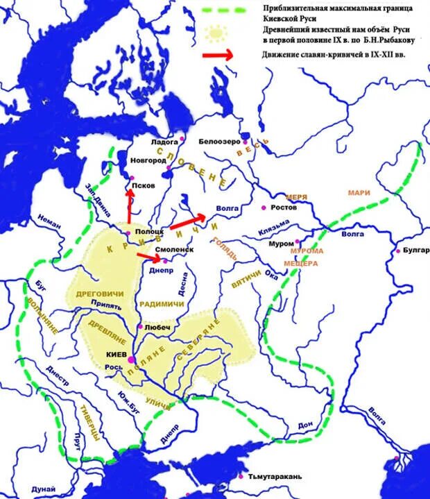 Древние русские реки. Река Клязьма на карте древней Руси. Карта древней Руси с реками. Карта народов древней Руси 9 век. Река Клязьма на карте древнерусского государства.