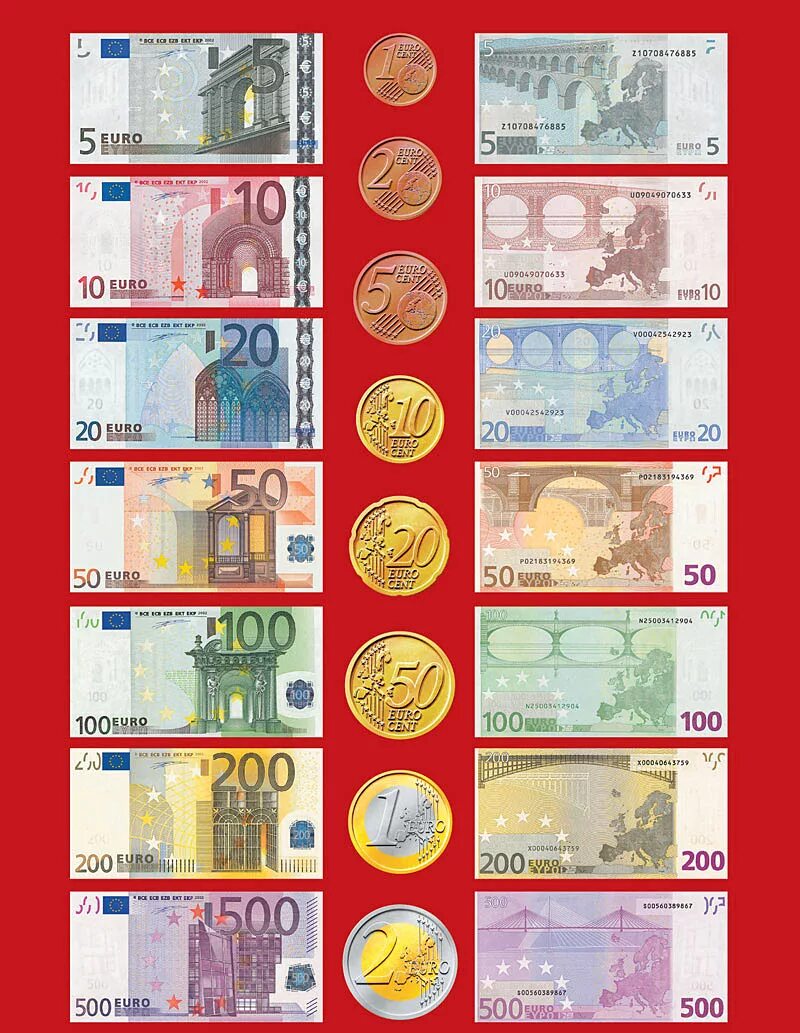 Евро сколько купюр