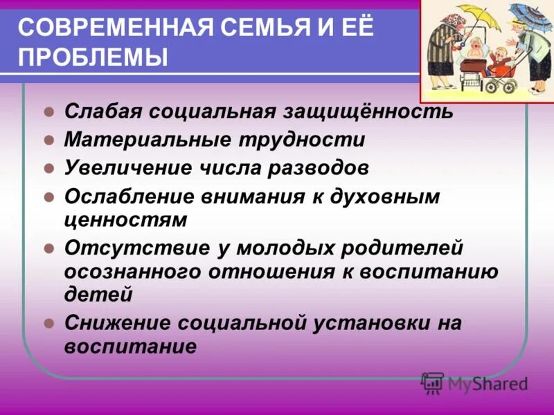 Проблемы современных семей в россии