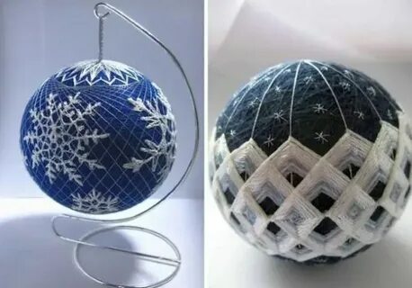 Новогодний шарик из ниток