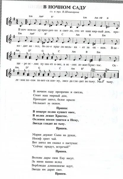 Песня ночи рождество текст. В ночном саду текст. В ночном саду Ноты. Песня в ночном саду текст. В ночном саду прозрачно и светло текст.