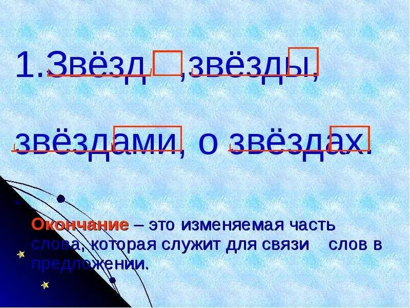 Ответ на слово звезда. Окончание это изменяемая часть слова которая служит для. Форма слова звезда. Окончание звёзд. Форма слова к слову звезда.