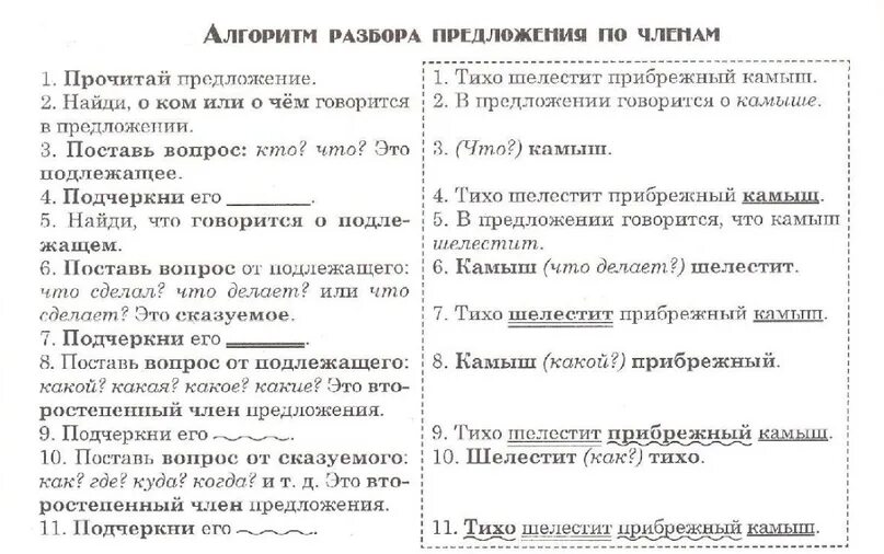 Разборы предложений по русскому языку