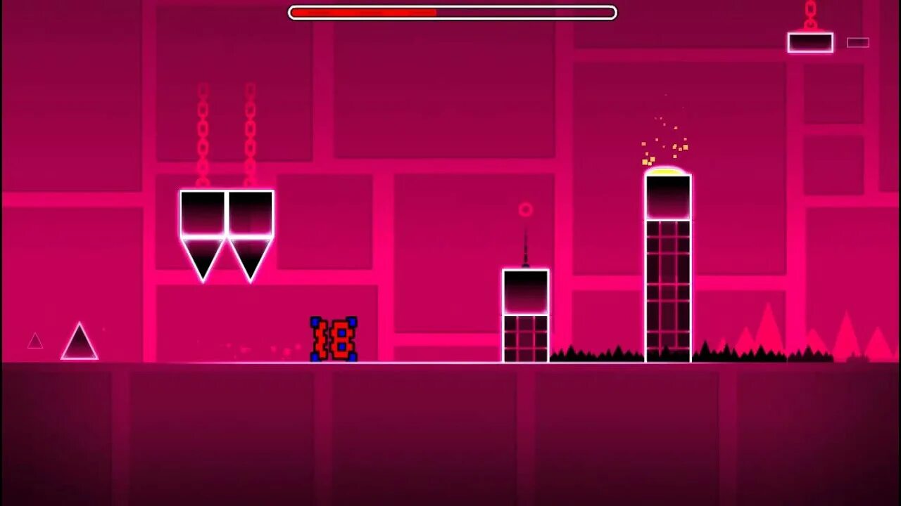 Geometry Dash 1 уровень. Игра где кубик прыгает через шипы. Геометрии Даш 1 лвл. Stereo Madness фон. Игра кубик прыгает через