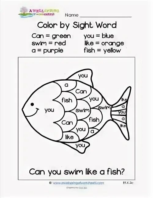 I like to be a fish. Sight Words Color. Color by Sight Words. 2 Класса английский язык afish can Swim. Sight Words for Kids.