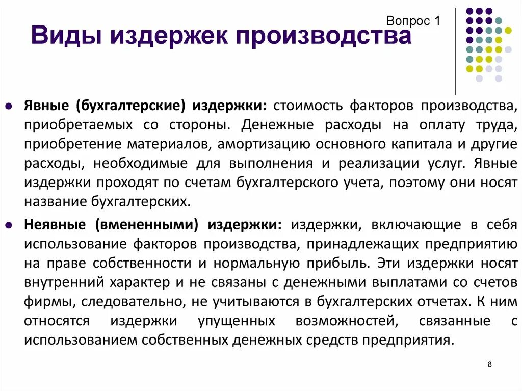 Показатели деятельности фирмы издержки обществознание 10 класс. Виды издержек производства. Визы издержек производства. Виды издержек предприятия. Основные виды издержек предприятия.