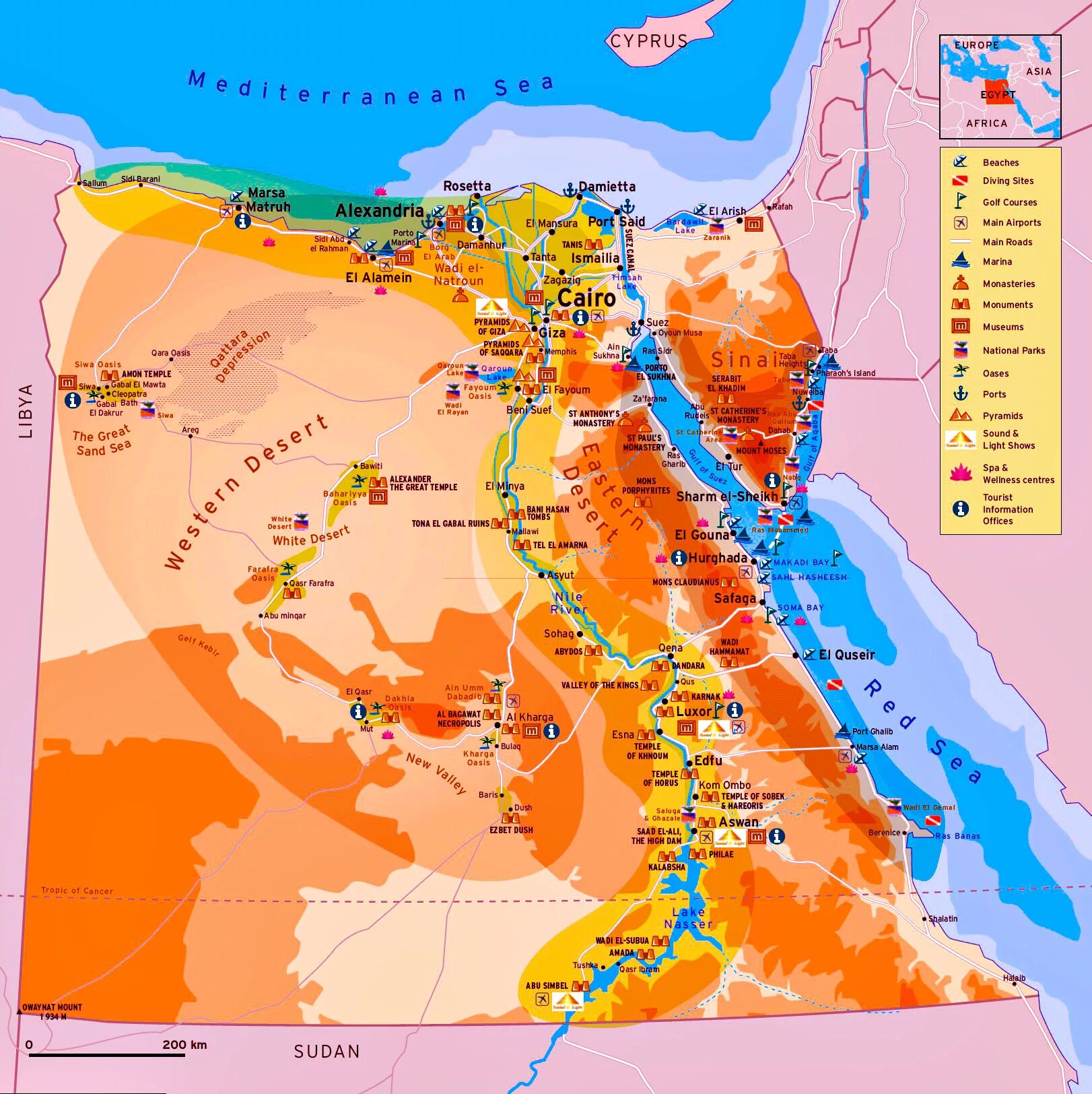 Курорты Египта на карте. Географическая карта Египта. Туристическая карта Египта. Туристская карта Египта.