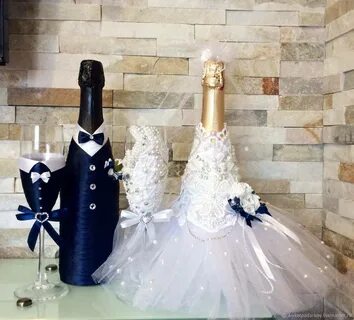 Как сделать оформление бутылки шампанского на свадьбу своими руками