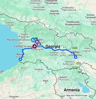 Тбилиси кутаиси расстояние на машине