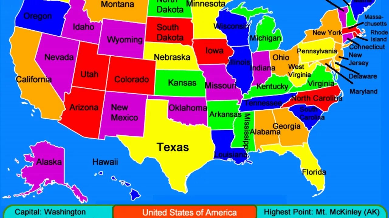 The United States of America карта. 50 Штатов USA. USA States Map. Карта США со Штатами. State на английском