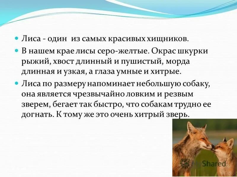 составить предложение с хитрая лиса