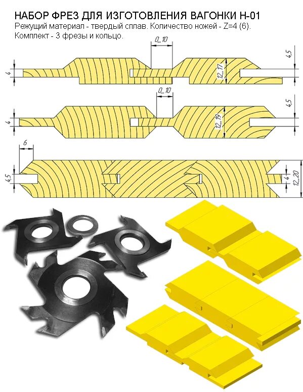Фрезы по дереву для вагонки