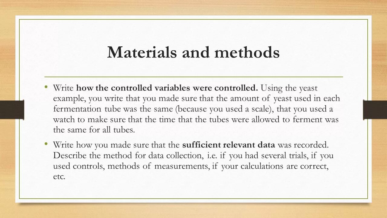 Material and methods. Methods for writing. How to write a Lab discussion. Guide report