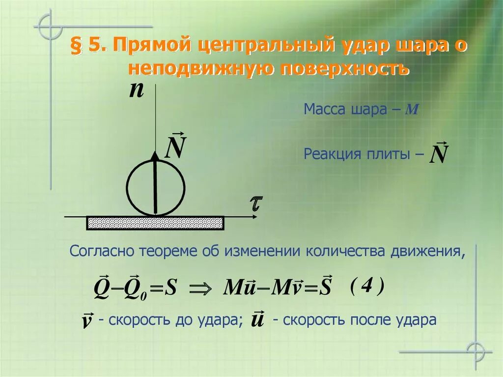 Прямой центральный удар шаров. Удар тела о неподвижную преграду. Масса шара. Прямой Центральный удар. Удар шара о неподвижную поверхность.