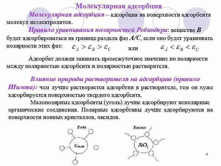 Молекулярная адсорбция из растворов на твердых адсорбентах. Правило адсорбции на твердых. Адсорбция молекул из растворов. Молекулярные механизмы адсорбции. Адсорбция на твердой поверхности