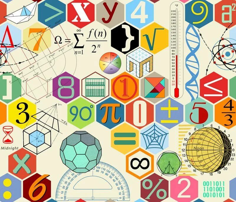 A mix of numbers and symbols. Математический фон. Математические постеры. Фон в математическом стиле. Математический коллаж.