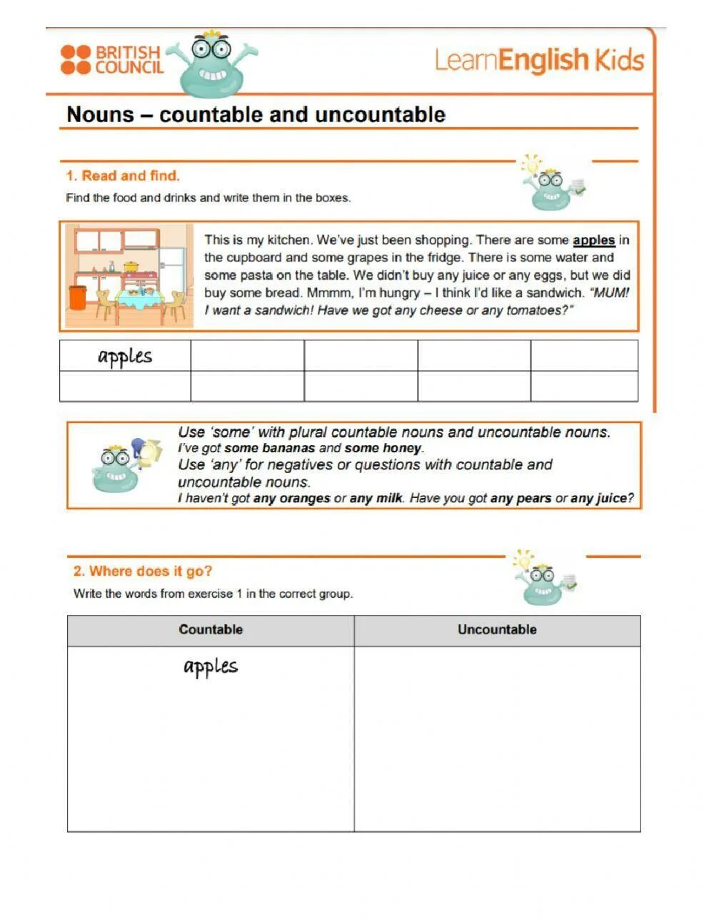 Plurals of countable and uncountable nouns. Countable uncountable british council. countable and uncountable nouns some and any. british council learn english kids ответы. countable uncountable worksheets for kids.