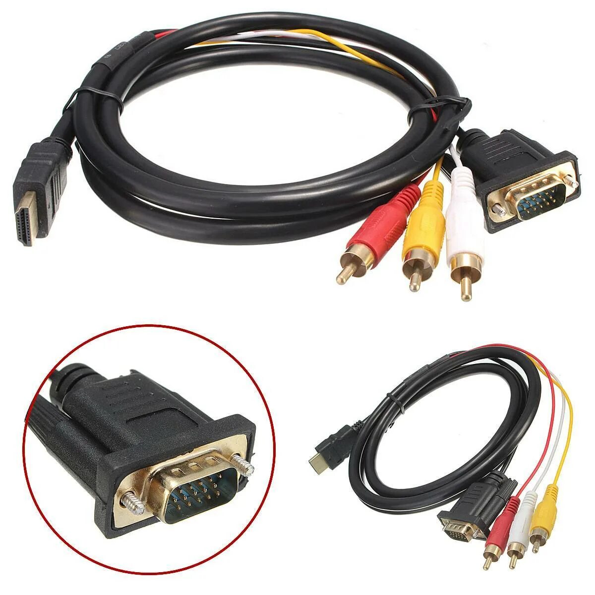 Cable соединительный кабель VGA HDMI 2. Кабель HDMI- DVI+2 RCA. Кабель 3 RCA - VGA для монитора. Переходник VGA-3rca для подключения монитора.