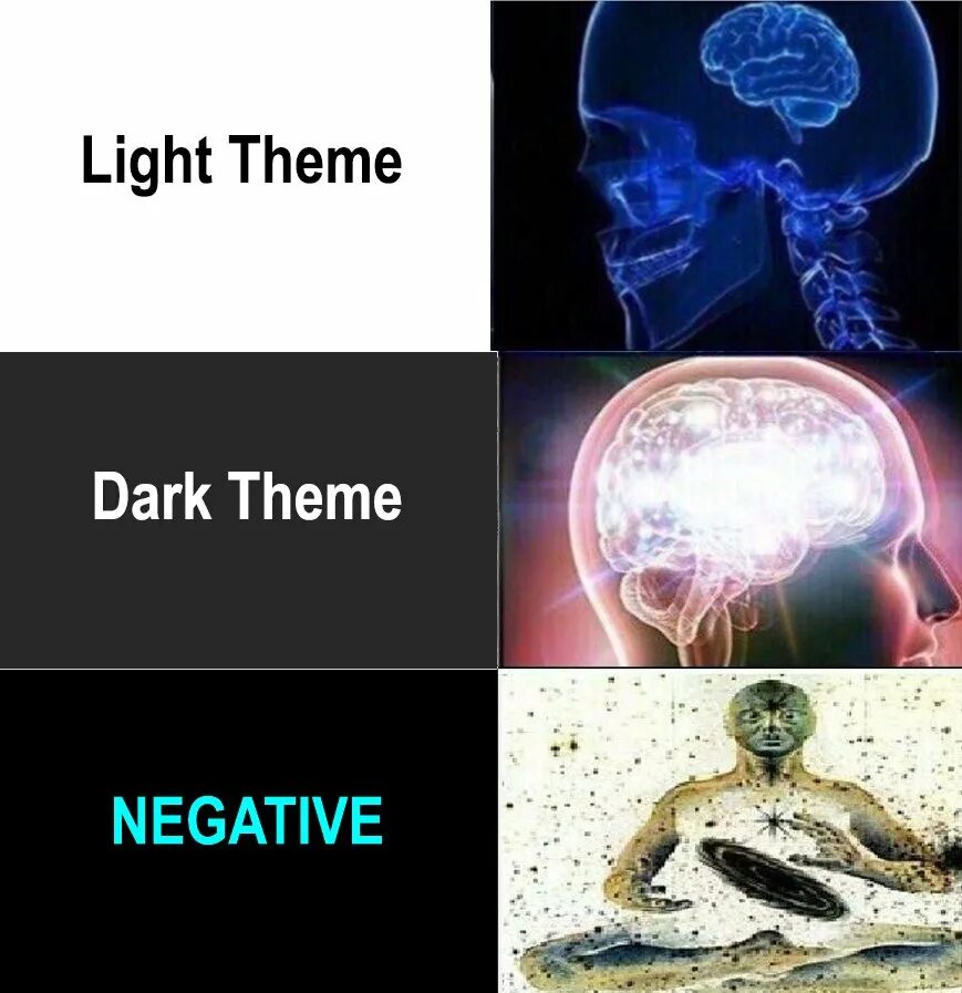 Theme meme. Galaxy Brain meme. Light Theme memes. Темная тема Мем.