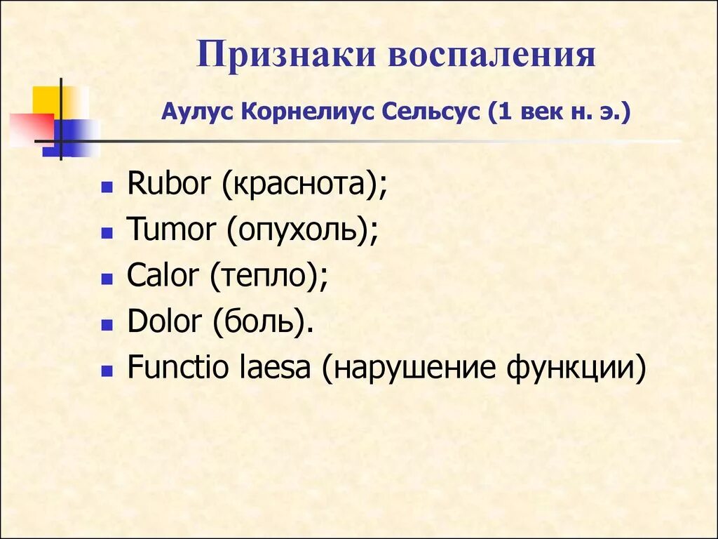 Признак воспаления dolor. 5 Симптомов воспаления на латыни. Симптомы воспаления на латинском. Признаки воспаления. Признаки воспаления на латинском.