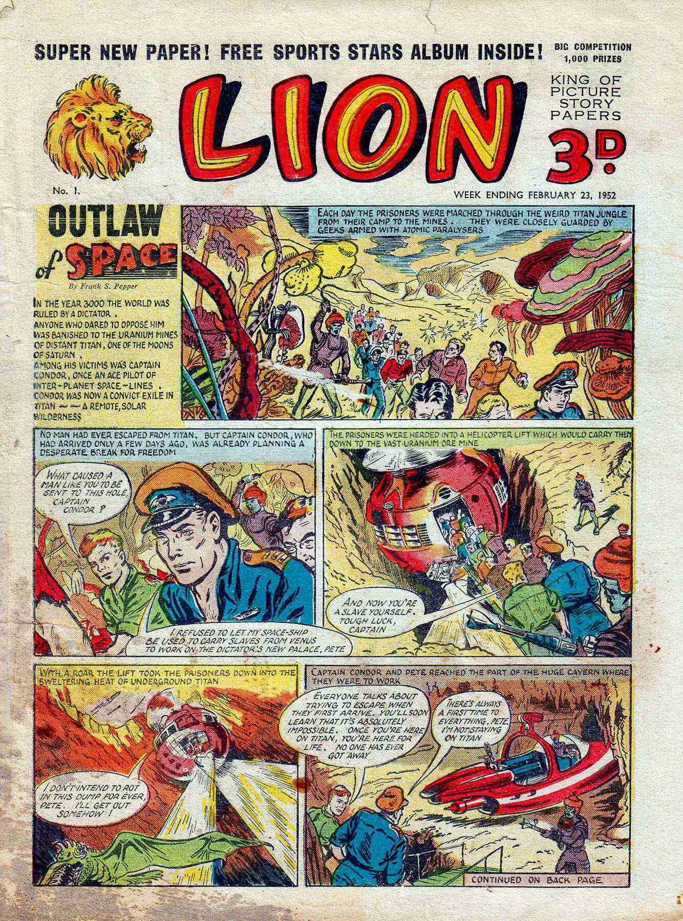 Old issue. Lion Comics Magazine. Lion British Comics Magazine. Captain Condor – Space ship Pilot Comics Lion. Ground Lion Volume 01 Comics.