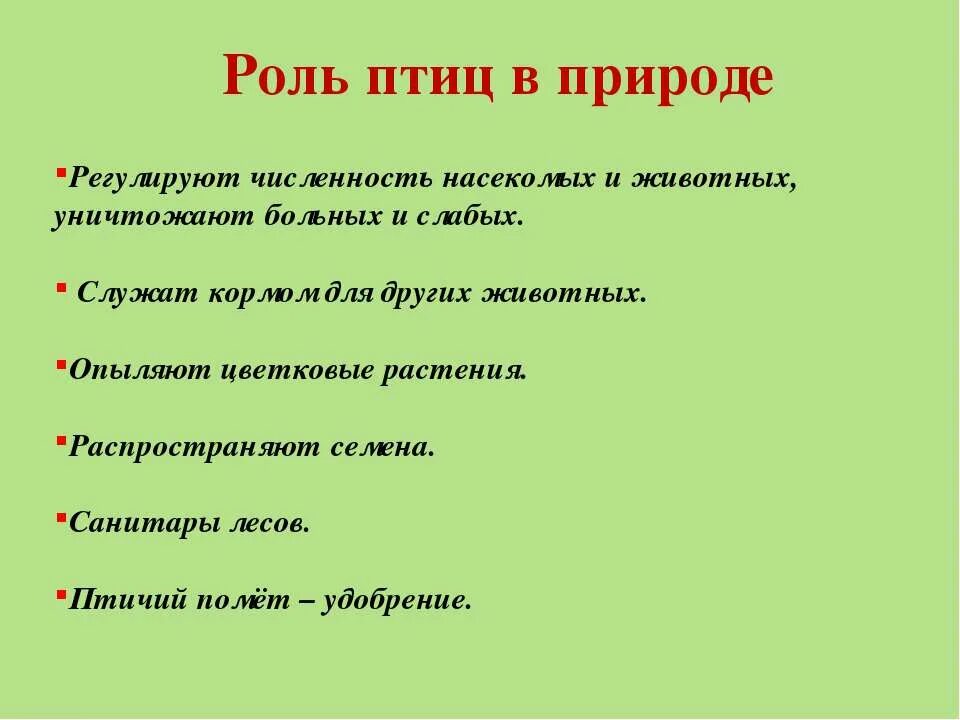 Какая роль птиц в природе