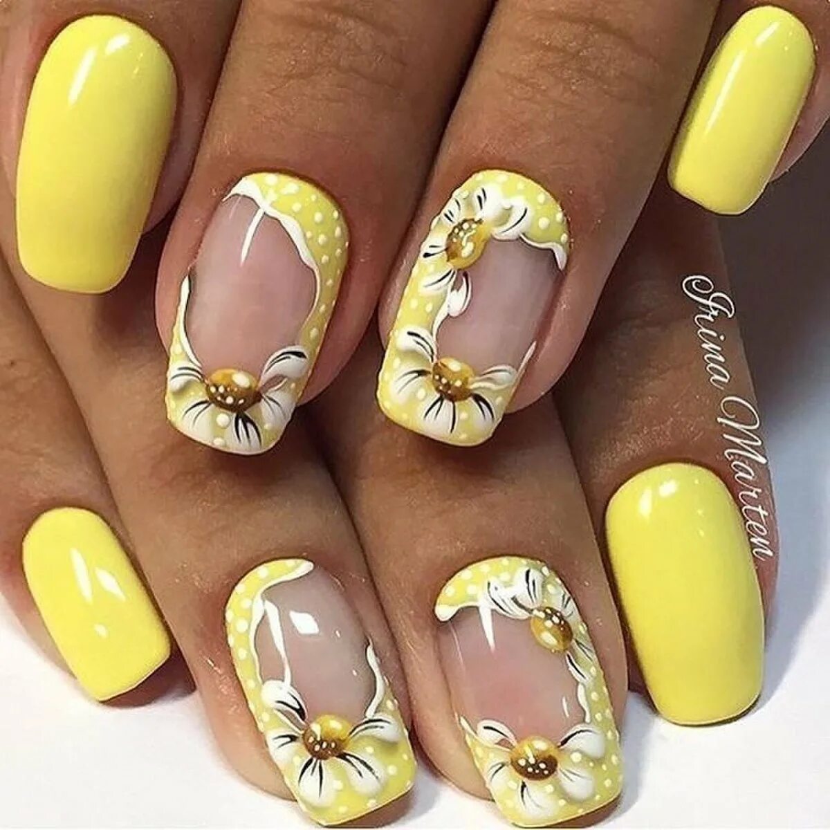 Дизайны желтых маникюр ногтей. Маникюр с желтыми цветами. Дизайн ногтей летний. Красивые летние ногти.