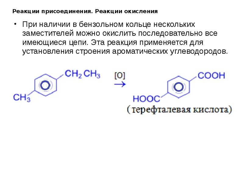 Реакции окисления углеводородов. Реакционная способность аренов реакции замещения. Реакция присоединения в бензольном кольце. Реакция окисления ароматических углеводородов. Присоединение к бензольному кольцу.