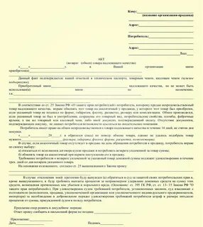 Образец претензии на возврат товара надлежащего