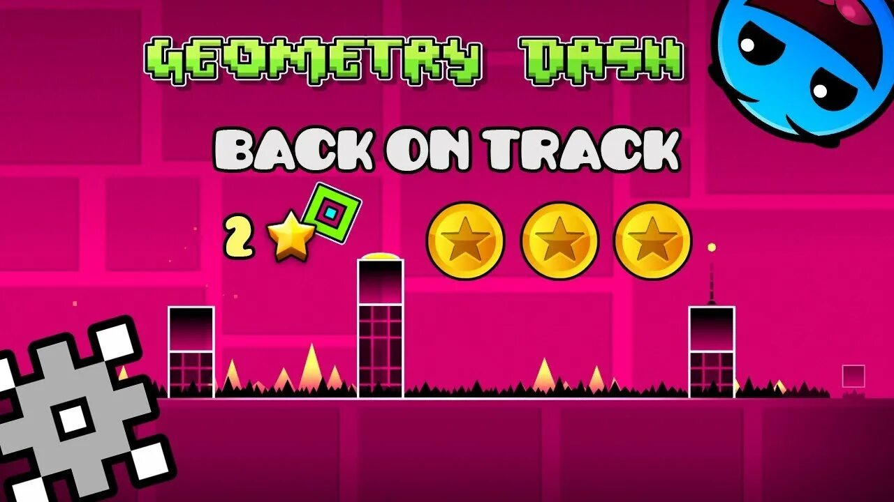 Dashed back. Геометрии Даш back on track. Geometry Dash back on track by skubn. Геометрия Даш back on track превью. Dash 100 all Coins.