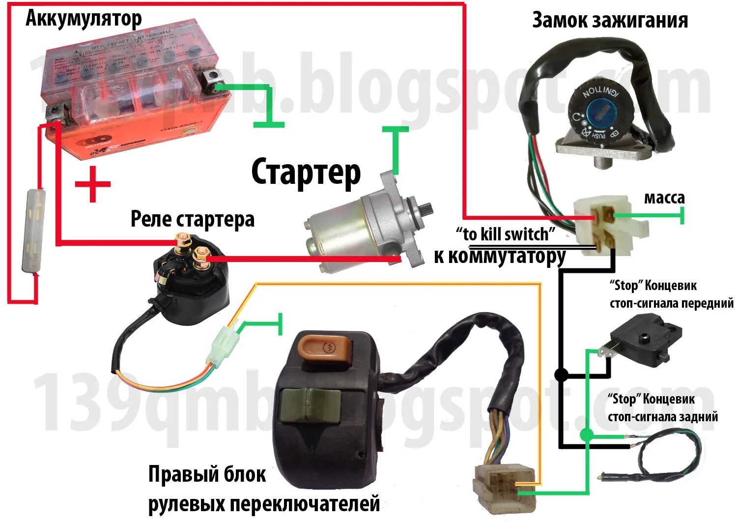 Реле стартера скутера 4т 139qmb. Реле стартера на скутер 150 кубов. Реле зарядки на китайский скутер 139qmb. Замок зажигания квадроцикла электрическая схема.