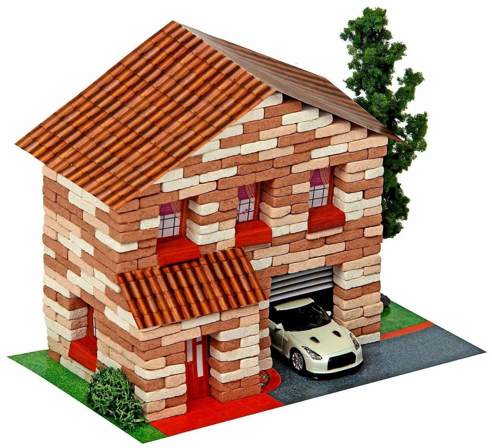 Конструктор архитектурное моделирование кирпичики. Здания из кирпичиков. Конструктор из кирпичиков "дом с гаражом" (490 деталей). 1) 1:50. Конструктор из кирпичиков домик.