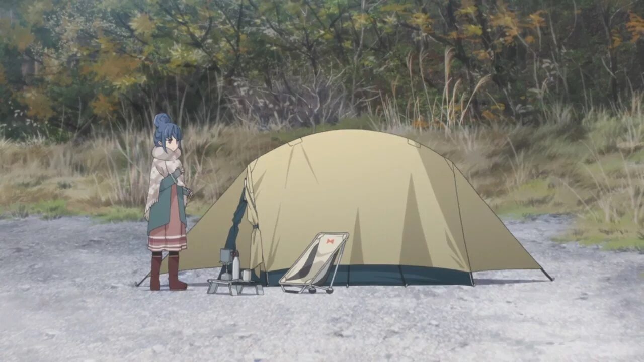 Yuru Camp палатка. Лагерь на свежем воздухе Yuru Camp. Шима Рин Девчачий кемпинг. Yuru Camp (2018). Back camp